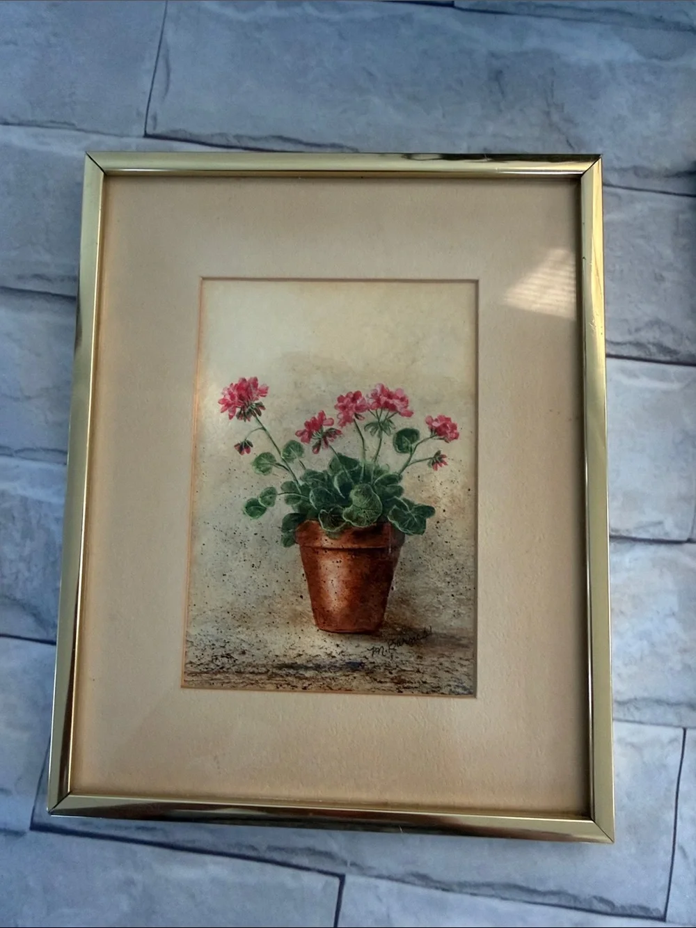 Vintage M BARNES Picture frames floral design artist signature Home decor